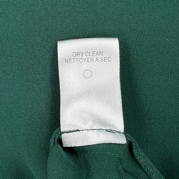 ALC Liza Silk Top Womens 2 Pine Green Choker VDeep V-neck Long Sleeve Blouse - Picture 13 of 16